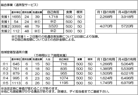 料金表